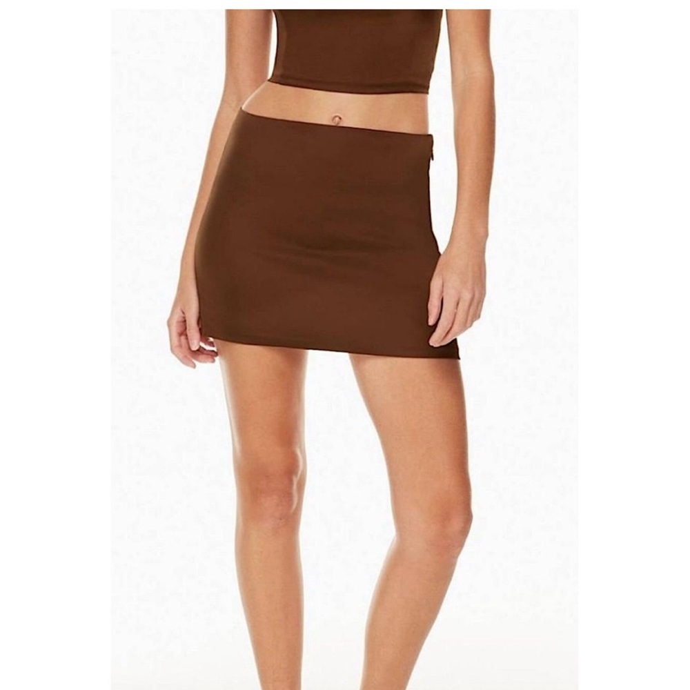 Aritzia Brown Pencil Mini Skirt satin Sundays best